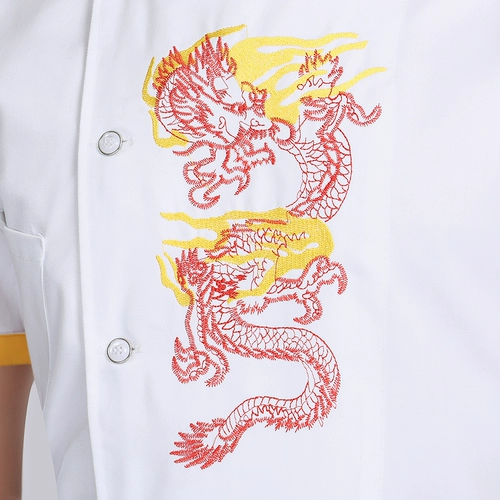 Новый отель Chefs Service мужской короткий шеф -повар Главный китайский ветровой вышивка ветря