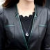Xuân-Hè 2018 mới Hained leather nữ phiên bản Hàn Quốc của áo khoác lửng mỏng da cừu phần dài eo phù hợp với nhỏ