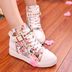 2016 mới mùa thu thường sinh viên Hàn Quốc giày cao để giúp phụ nữ giày vải phẳng giày trắng cổ điển giày hoang dã Giày cao gót