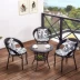 Kinh tế phòng khách cho thuê phòng nội thất ban công bàn cà phê nhỏ kết hợp bộ bàn ghế châu Âu ba mảnh ghế wicker Mỹ - Bàn ghế ngoài trời / sân