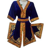 New thiểu số trang phục hiển thị Tân Cương của nam giới Uighur 袷袢 dành cho người lớn quần áo khiêu vũ vest màu xanh đen đồ dân tộc