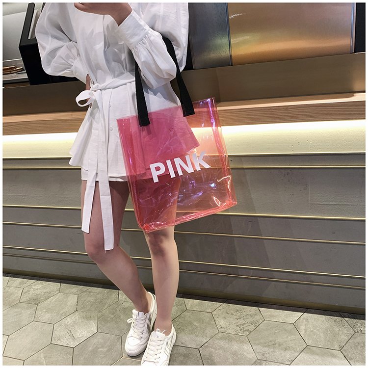 Pink2019 summer Shangxin Small bag package transparent 2020 new pattern Fashion Fairy capacity Hand bag Jelly bag Daxia