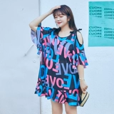 Вместительный и большой купальник, раздельный комплект, большой размер, 3 предмета, по фигуре