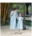 Cải thiện mùa hè hàng ngày Hanfu cha mẹ-con mặc mẹ và con gái trong phần dài trên váy voan 襦 襦 Trung Quốc phong cách váy ngực Qi - Trang phục dành cho cha mẹ và con bộ pijama cho gia đình 3 người Trang phục dành cho cha mẹ và con