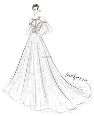 услуги аксессуары дизайн 婚纱设计手稿代画 原创婚纱礼服旗袍敬酒服设计稿 服装效果图插画