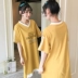 Váy ngủ nữ mùa hè cotton ngắn tay dễ thương có thể mặc bên ngoài phần mỏng Dịch vụ nhà mùa hè Hàn Quốc - Đêm đầm