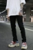 Châu âu và Hoa Kỳ phong cách đường phố cao cơ bản phía dây kéo chân jeans KANYE cùng có tay nghề căng quần jean màu đen quần baggy nam Cao bồi