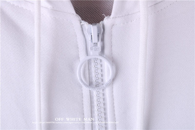 TẮT OWF TRẮNG New zipper chữ thập mũi tên áo len trùm đầu OW lỏng triều bình thường thương hiệu nam giới và phụ nữ áo khoác
