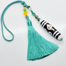 Подвеска для автомобиля 玛瑙材质真品西藏天珠法螺四眼图腾白化白芯至纯工艺汽车挂件饰品