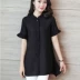 Áo sơ mi voan ngắn tay mới cho mùa hè năm 2021 của chị béo plus size áo blouse 200 catties rộng rãi của phụ nữ - Áo sơ mi