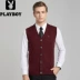 Playboy mùa thu và mùa đông new England nam đan vest V-Cổ cardigan vest gà tim cổ áo kinh doanh bình thường vest áo vest khoác nam Dệt kim Vest