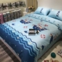 Cậu bé mùa xuân và mùa hè phim hoạt hình màu xanh cotton ba hoặc bốn bộ Địa Trung Hải quilt cover trẻ em sản phẩm giường cotton sheets 1.5 m giường bộ chăn ga gối đệm cưới everon