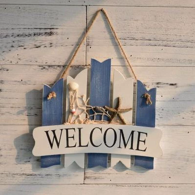 Добро пожаловать в дверь дома ресторан на стенах, декоративная тема морской темы средиземноморского стиля