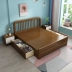 Giường mới 2019 giường gỗ nguyên khối dày 1,8 m đậm nét Bắc Âu nhỏ giường đôi chính phòng ngủ có ngăn kéo lưu trữ - Giường