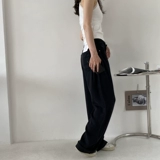 Бесплатная доставка!305#Мягкие и легко носить ~ Tiansi Вертикальные, рыхлые черные высокие прямые прямые джинсы 0,56 кг
