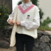 Mùa thu và mùa đông của phụ nữ sinh viên Hàn Quốc phù hợp với màu sắc V-Cổ loose hoang dã trái cây thêu dệt kim vest vest áo thun áo len bộ vest nữ đẹp Áo vest