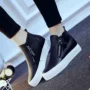 Mùa xuân 2018 mới dày đế dày tăng giày vải nữ giày cao giúp nữ giày cao gót Hàn Quốc giày sneaker cổ cao nữ