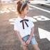 Cô gái áo sơ mi ngắn tay mùa hè 2018 mới trẻ em Hàn Quốc của áo sơ mi cao đẳng gió trắng lớn trẻ em áo sơ mi nước ngoài Áo sơ mi