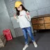 Feidiexuan [Full 68 Miễn phí vận chuyển] Quần trẻ em Quần dài Cô gái mới Mùa thu Slim Fit Quần jean rộng - Quần jean