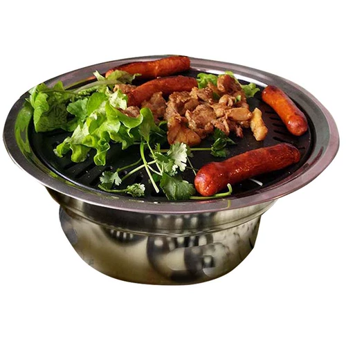 Печь для барбекю круглая корейская нежигальная выпечка на гриле на гриле на гриле на гриле плита, угольный дым, бездымный, функционируйте углерод