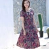 Phụ nữ trung niên của cotton silk dress 40-50 tuổi tuổi trung niên mẹ với ngắn tay kích thước lớn dài lỏng ông già