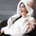2018 Phiên bản Hàn Quốc của mùa đông mới giả lông thỏ lông cỏ nước lông nhung áo khoác nữ trùm đầu ngắn thời trang dày Faux Fur