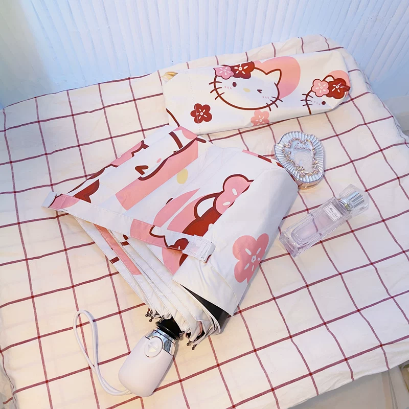 Hello Kitty, фуксия автоматический милый японский свежий зонт, полностью автоматический, интернет-селебрити