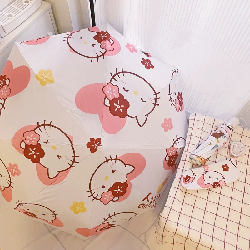 Hello Kitty, фуксия автоматический милый японский свежий зонт, полностью автоматический, интернет-селебрити