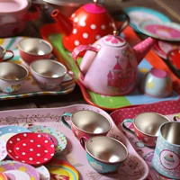 Trẻ em chơi nhà đồ chơi cô gái nhỏ nhà bếp thiết lập nấu ăn chống thực kung fu trà bộ bé món quà 3-6 tuần trò chơi lắp ghép