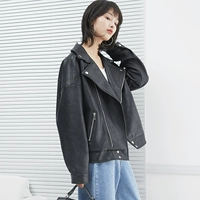 Chơi đẹp trai da nhỏ phụ nữ đoạn ngắn PU Hàn Quốc phiên bản của quá khổ áo khoác da xe gắn máy áo khoác nữ eo haverice khoác da