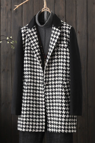 Черное весеннее длинное шерстяное пальто, плащ, коллекция 2021, средней длины