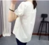 Áo lót mùa hè 2018 của phụ nữ trắng cổ tròn áo cotton ren khâu tay áo thun ngắn tay cỡ lớn áo sơ mi tay dài - Cộng với kích thước quần áo Cộng với kích thước quần áo