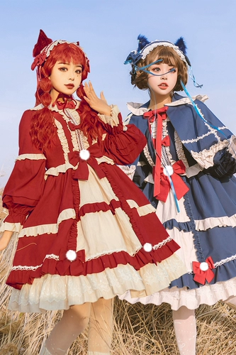 Оригинальный демисезонный утепленный лонгслив, платье, стиль Лолита, Lolita OP