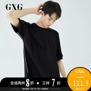 GXG nam 2019 Mùa hè nam mới Xu hướng đen cổ tròn tay ngắn áo thun nam # GY144602C - Áo phông ngắn