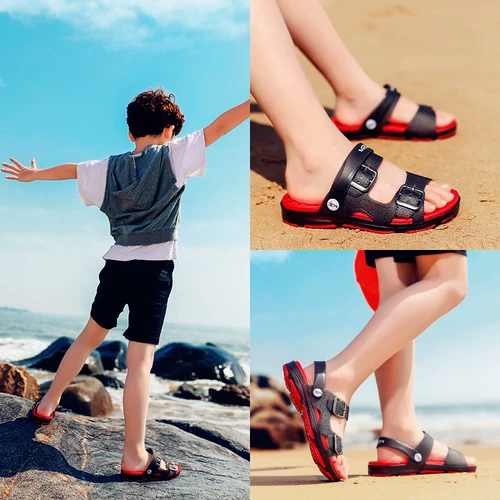 Детские тапочки для мальчиков, сандалии, детская пляжная обувь, летние слайдеры, коллекция 2022, подходит для подростков, в корейском стиле