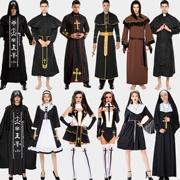Halloween nữ tu cosplay nam linh mục trang phục Đức Trinh Nữ Maria linh mục thời trung cổ tu sĩ trang phục