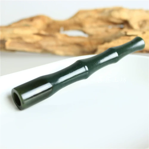 Натуральная зеленая курительная трубка из нефрита, ручка из грецкого ореха, украшение в руку