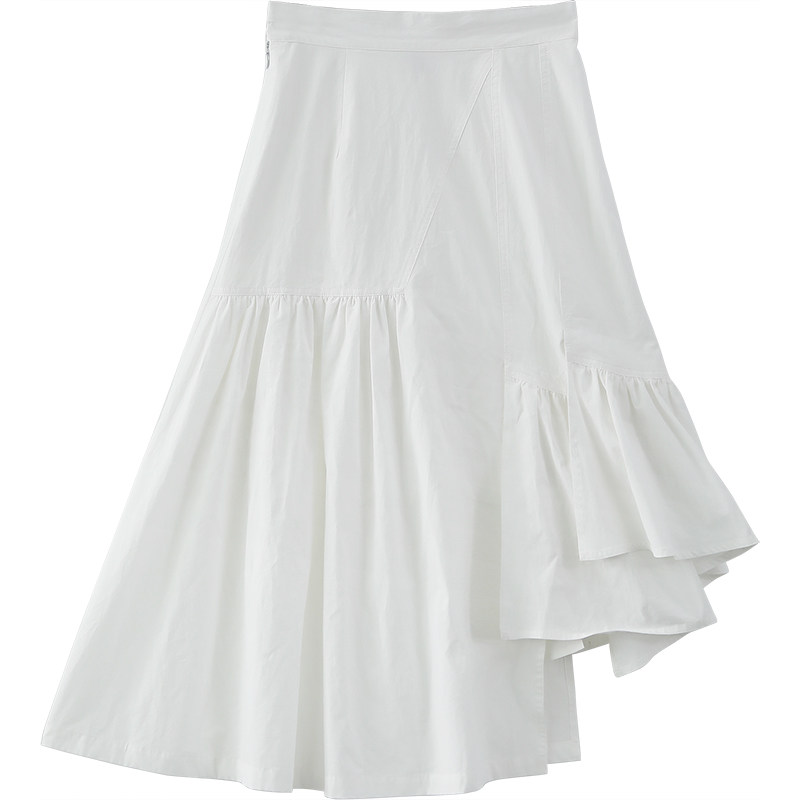 夕蒙不规则褶皱a半身裙女夏