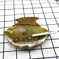Đồng nguyên chất tri-màu đồng Mexico cá nhiệt đới gạt tàn sử dụng phương Tây bộ sưu tập hàng cũ đồng cũ Châu Âu vật dụng bằng đồng