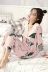 Hàn Quốc phiên bản của bộ đồ ngủ phụ nữ mùa xuân và mùa hè dệt bông vải thiết lập dài- tay bông lụa mỏng phần bông nhân tạo dịch vụ nhà kích thước lớn đồ bộ trung niên Bộ Pajama