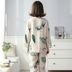 Đồ ngủ phụ nữ mùa xuân và mùa hè dài tay bông lụa phù hợp với bông lụa mỏng phần nhân tạo bông dịch vụ nhà kích thước lớn điều hòa không khí tháng quần áo Bộ Pajama