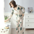 Đồ ngủ phụ nữ mùa xuân và mùa hè dài tay bông lụa phù hợp với bông lụa mỏng phần nhân tạo bông dịch vụ nhà kích thước lớn điều hòa không khí tháng quần áo Bộ Pajama