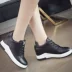 Giày trắng nhỏ nữ mùa thu mới tăng chiều cao Giày nữ Giày thể thao thông thường Hàn Quốc đế dày đế mỏng buộc thấp giúp giày thủy triều giày hàn quốc Giày cắt thấp