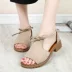 2018 mùa hè mới phong cách dép giày của phụ nữ với phía trước và phía sau cáp treo với mở ngón chân Hàn Quốc phiên bản của dày với một từ khóa với màu rắn xăng đan Sandal