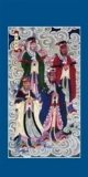 Даосский сказочный портрет Четыре морских драконов Король Ао Гуан Ао Шан Ао Джи Шуи Шуи Земля Шелк Висящая Ось 50x100