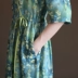 Ba năm năm Q401 mùa hè phong cách mới Tencel 苎麻 文艺 森 女 系 lỏng kích thước lớn retro váy dài váy nữ