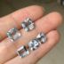 Tự nhiên Brazil Boutique Aquamarine Naked Stone Square Heart hình Drop Drop Full Body Full Fire Inlay Ring Mặt dây chuyền - Nhẫn nhẫn vàng nữ Nhẫn