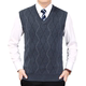 Của nam giới len vest vest mùa thu và mùa đông mới trung niên của nam giới cộng với phiên bản áo len daddy tim cổ áo len Dệt kim Vest