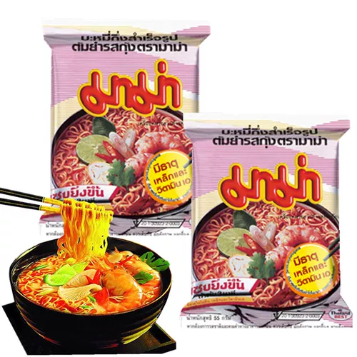 Тайская импортная мгновенная лапша мама мама донгин Гонг горячий и горячий аромат креветок, удобная установка пакета с лапшой прозрачного супа 55 г. 5 упаковок