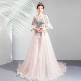 Розовое свадебное платье для невесты, вечернее платье, рукава фонарики